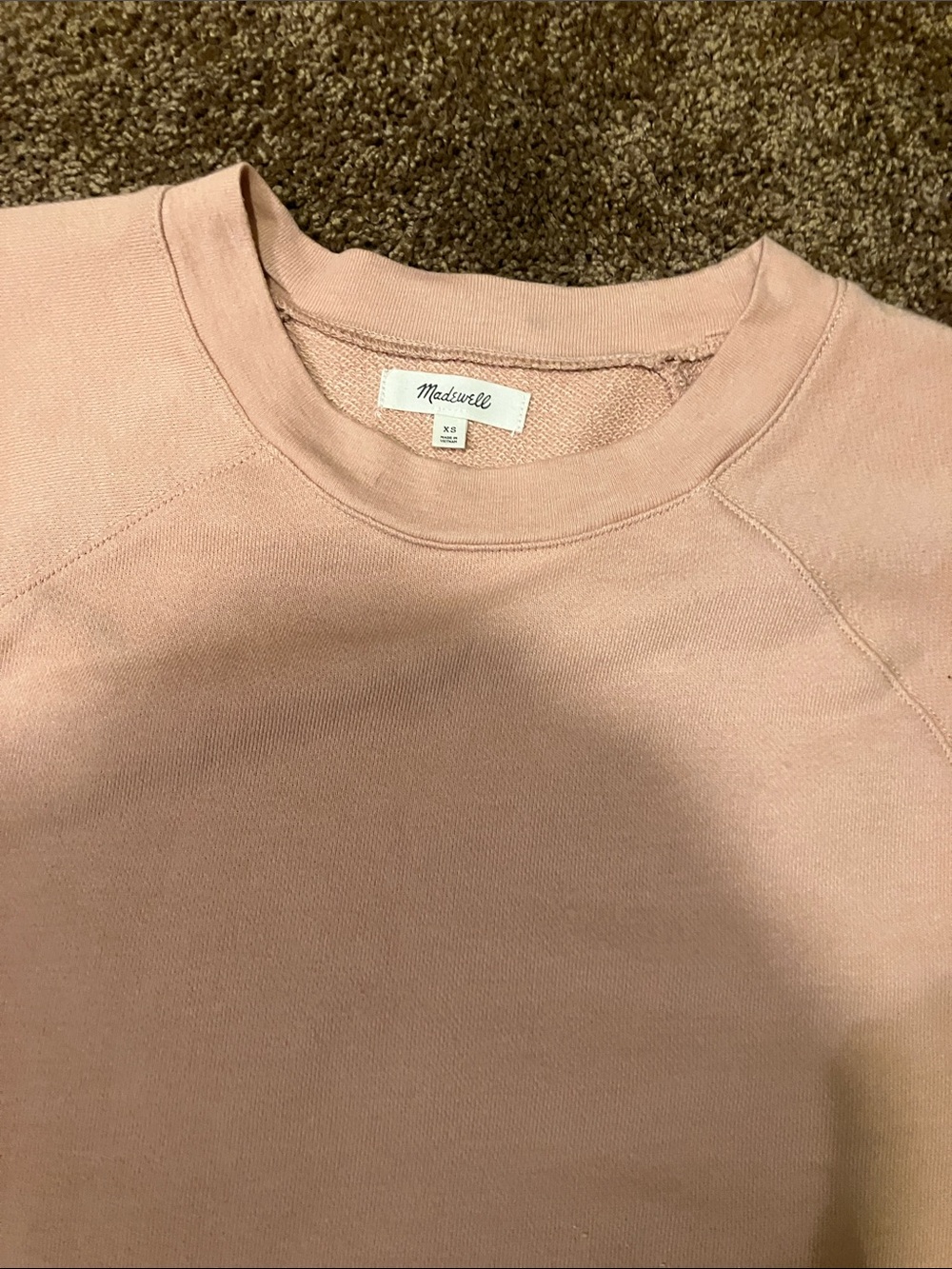 MADEWELL. Size XS. Peach colored short sleeve sweatshirt. Would fit a Small. EUC - Picture 6 of 7